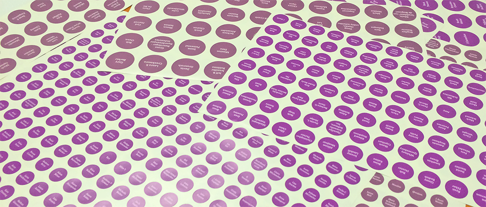 We printed the names and logos of our 1,500+ backers on vinyl stickers.